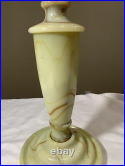 Vintage Antique Jadeite Slag Houze Glass Table Lamp Akro Agate