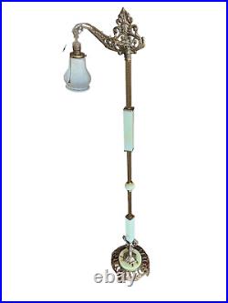 Vintage, Antique Jadite Bridge Floor Lamp/Art Glass Shade, Art Nouveau Art Deco