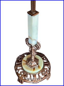 Vintage, Antique Jadite Bridge Floor Lamp/Art Glass Shade, Art Nouveau Art Deco