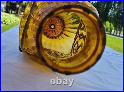 Vintage Antique Murano Italy Art Glass Lamp Light Fixture Globe Cage Blown Caged