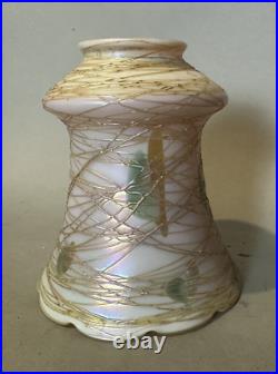 Vintage Antique Quezal Thread Decorated Art Glass Lamp Shade
