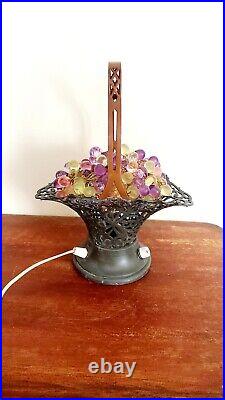 Vintage Art Deco 1920s Czechoslovakian Fruit Basket Table Lamp STUNNING