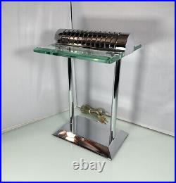 Vintage Art Deco Bankers Desk Lamp MCM Style UFO Chrome & Glass Touch 3-Way, EUC