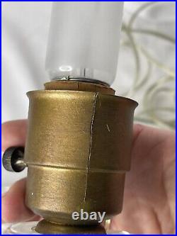 Vintage Art Deco Blue Glass Bullet Torpedo Skyscraper Boudoir Lamp Pair Set Read