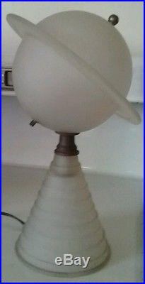 Vintage Art Deco Frosted Glass Saturn Planet Lamp 1939 World's Fair