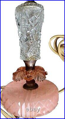 Vintage Art Deco Glass Table Lamp Set Of Two
