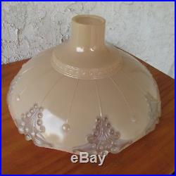 Vintage Art Deco Glass Torchiere Floor Lamp Shade Lily Floral Design 15.5 Peach