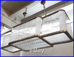 Vintage Art Deco Hanging Ship Glass Rod Ceiling Fixture 7 Light Chandelier Lamp