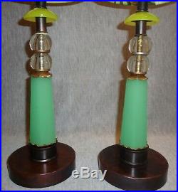 Vintage Art Deco Lamps withDesigner Fabric Shades Jadeite Glass-Best Lamps on eBay