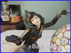 Vintage Art Deco MILLEFIORI Lamp Dancing Lady Female Ivory color Face WORKS