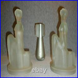 Vintage Art Deco Machine Age 1930 Satin Glass Nude Lamp (pair)