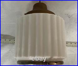 Vintage Art Deco Milk Glass Sky Scraper Light Pendant Lamp Wedding Cake Torpedo