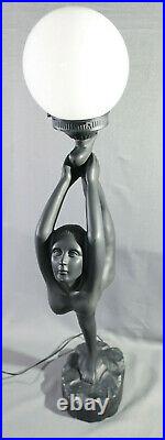 Vintage Art Deco Nouveau Erotica Nude Lady Frankart Style Lamp Figural Black