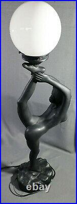 Vintage Art Deco Nouveau Erotica Nude Lady Frankart Style Lamp Figural Black