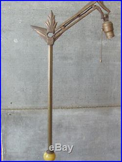 Vintage Art Deco Slag HOUZE Glass Bridge Arm Floor Lamp