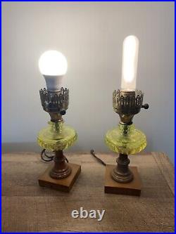 Vintage Art Deco Uranium Vaseline Lamps Pair