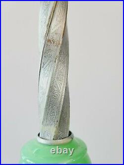 Vintage Art Deco Vaseline Uranium Jadeite Glass Bridge Floor Lamp 1930