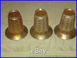 Vintage Art Glass Light Shades Steuben Quezal Ceiling Sconce Lamp Fixture