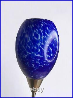 Vintage Art Glass Table Lamp Purple Blue Tulip Shade Art Decor Collectible Lamp