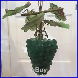Vintage Art Nouveau Murano Czech Glass Grape Cluster Fruit Figural Chandelier