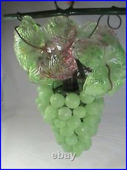 Vintage Art Nouveau Murano Czech Glass Grape Cluster Fruit Figural Chandelier G1