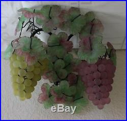 Vintage Art Nouveau Murano Glass Grape Cluster Fruit Figural Lamp Wall Sconces