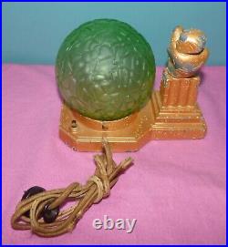 Vintage Art Nouveau Nude Figural Lady Table Desk Lamp with Glass Globe Shade Glows
