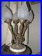 Vintage Art Nouveau Table Lamp Torch 4 Flame Shade Ornate Brasss Marble Base
