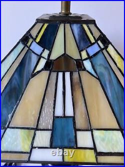 Vintage Arts & Crafts Mission Stained Glass Table Lamp Contemporary 14 shade