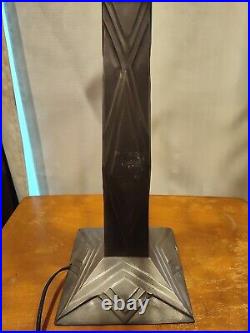 Vintage Arts and Crafts Art Deco Nouveau Base Slag Glass Metal Boudoir Lamp