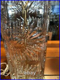 Vintage Bohemian Dresden Signed Rectangular Art Glass & Brass Table Lamp, 21 T