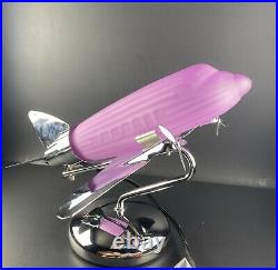 Vintage Carlisle Classic Airplane Table Lamp Chrome withfrosted Pink Glass NIB