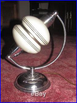 Vintage Chase Era Chrome Art Deco Double Glass Globe Desk Lamp (works great)