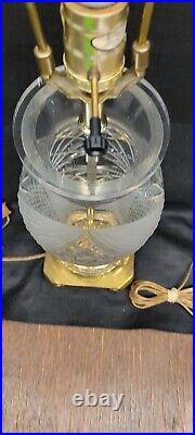 Vintage Crystal Cut Glass Vase and Brass table Lamps pair (2)