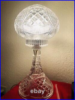 Vintage Cut Glass Crystal Mushroom Dome Table Lamp 16