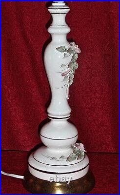Vintage- Double Branch Heart Neck Porcelain Rose Shabby Style Art Glass Lamp