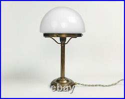 Vintage English Art Deco / Antique Brass & Opaline Glass Desk Lamp Rewired