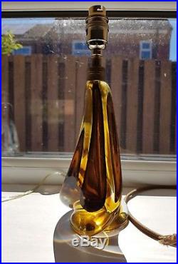 Vintage Extra Large Murano Sommerso Glass Lamp Base Brown Amber Colours Seguso
