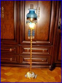 Vintage FENTON BLUE Opalescent Hobnail floor lamp
