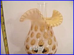 Vintage FENTON Honeysuckle Yellow Opalescent Coin Dot Glass GWTW LAMP