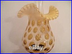 Vintage FENTON Honeysuckle Yellow Opalescent Coin Dot Glass GWTW LAMP