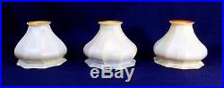 Vintage Fantastic Set of 3 Signed Quezal Art Glass Iridescent Lamp Shades