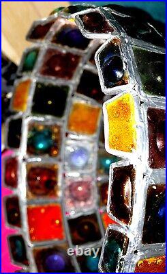 Vintage Felipe Derflingher Feder Swag Light Brutalist Bubble Art Glass 18