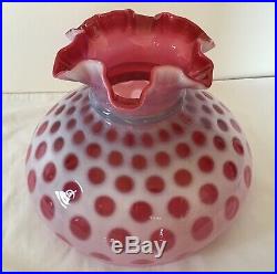 Vintage Fenton Art Glass Cranberry Opalescent Coin Dot 10 Lamp Shade