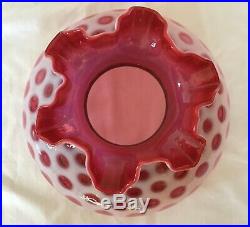 Vintage Fenton Art Glass Cranberry Opalescent Coin Dot 10 Lamp Shade