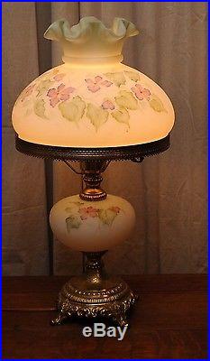 Vintage Fenton Burmese Glass Parlor Boudoir Lamp 21 Signed D. Barbour
