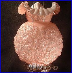Vintage Fenton Pink Dusty Rose Cased Glass Poppy Pat. Gone With The Wind Lamp