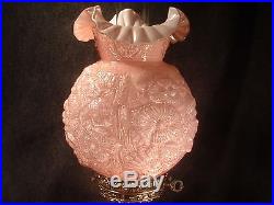 Vintage Fenton Pink Dusty Rose Cased Glass Poppy Pat. Gone With The Wind Lamp