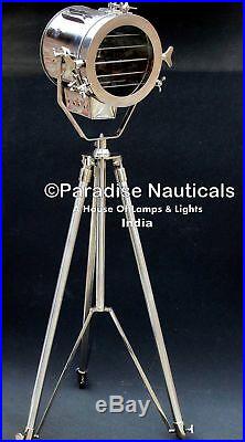 Vintage Film Movie Light Antique Art Deco Silver Nautical Floor Lamp Mid Century