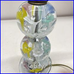 Vintage Gibson Art Glass Blown Pastel Flower Paperweight Table Lamp 2000